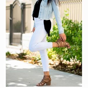 Flying Monkey Mid Rise Crop Skinny White Jeans